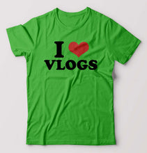 Load image into Gallery viewer, I LOVE VLOGS T-Shirt for Men-flag green-Ektarfa.online