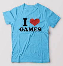 Load image into Gallery viewer, I LOVE GAMES T-Shirt for Men-Light Blue-Ektarfa.online