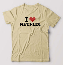 Load image into Gallery viewer, I LOVE NETFLIX T-Shirt for Men-Beige-Ektarfa.online