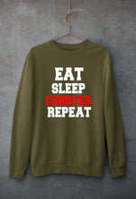 Load image into Gallery viewer, eat sleep conquer repeat Unisex Sweatshirt for Men/Women-Olive Green-Ektarfa.online