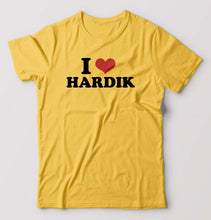 Load image into Gallery viewer, I LOVE HARDIK T-Shirt for Men-Golden Yellow-Ektarfa.online