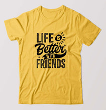 Load image into Gallery viewer, life is better with friends T-Shirt for Men-Golden Yellow-Ektarfa.online