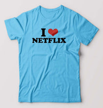 Load image into Gallery viewer, I LOVE NETFLIX T-Shirt for Men-Light Blue-Ektarfa.online