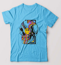 Load image into Gallery viewer, Trippy Psychedelic Skull Emoji T-Shirt for Men-Light Blue-Ektarfa.online