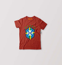 Load image into Gallery viewer, Brazil Football Kids T-Shirt for Boy/Girl-Brick Red-Ektarfa.online
