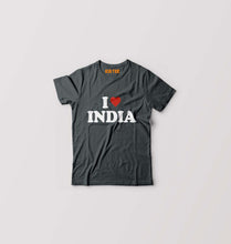 Load image into Gallery viewer, I Love India Kids T-Shirt for Boy/Girl-Steal Grey-Ektarfa.online