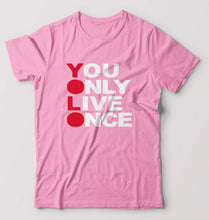 Load image into Gallery viewer, You Live Only Once(YOLO) T-Shirt for Men-Light Baby Pink-Ektarfa.online