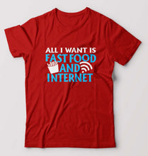 Load image into Gallery viewer, Fast Food and Internet T-Shirt for Men-Red-Ektarfa.online
