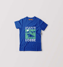 Load image into Gallery viewer, Horse Riding Kids T-Shirt for Boy/Girl-Royal Blue-Ektarfa.online