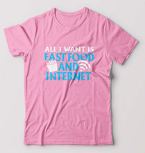 Load image into Gallery viewer, Fast Food and Internet T-Shirt for Men-Light Baby Pink-Ektarfa.online