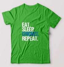Load image into Gallery viewer, Eat Sleep Cricket Repeat T-Shirt for Men-Flag Green-Ektarfa.online