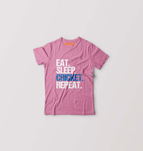 Load image into Gallery viewer, CRICKET Eat Sleep Cricket Repeat Kids T-Shirt for Boy/Girl-Pink-Ektarfa.online