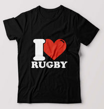 Load image into Gallery viewer, I Love Rugby T-Shirt for Men-Black-Ektarfa.online