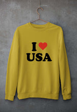 Load image into Gallery viewer, I Love USA Unisex Sweatshirt for Men/Women-Mustard Yellow-Ektarfa.online