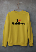 Load image into Gallery viewer, I Love Maldives Unisex Sweatshirt for Men/Women-Mustard Yellow-Ektarfa.online