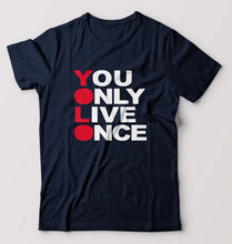 Load image into Gallery viewer, You Live Only Once(YOLO) T-Shirt for Men-Navy Blue-Ektarfa.online