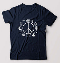 Load image into Gallery viewer, Peace Religious Symbols T-Shirt for Men-Navy Blue-Ektarfa.online