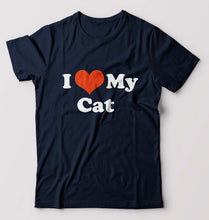 Load image into Gallery viewer, I Love My Cat T-Shirt for Men-Navy Blue-Ektarfa.online