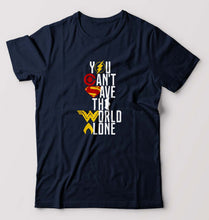 Load image into Gallery viewer, You Can't Save The World Alone Justice League T-Shirt for Men-Navy Blue-Ektarfa.online