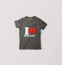 Load image into Gallery viewer, I Love Hockey Kids T-Shirt for Boy/Girl-Charcoal-Ektarfa.online