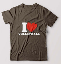 Load image into Gallery viewer, I Love Volleyball T-Shirt for Men-Olive Green-Ektarfa.online