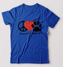 Load image into Gallery viewer, Peace Love Animals T-Shirt for Men-Royal Blue-Ektarfa.online