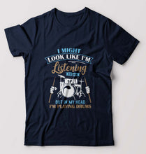 Load image into Gallery viewer, Drummer T-Shirt for Men-Navy Blue-Ektarfa.online