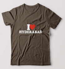 Load image into Gallery viewer, I Love Hyderabad T-Shirt for Men-Olive Green-Ektarfa.online