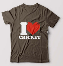Load image into Gallery viewer, I Love Cricket T-Shirt for Men-Olive Green-Ektarfa.online