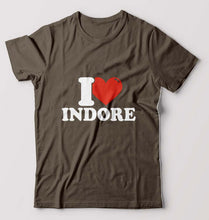 Load image into Gallery viewer, I Love Indore T-Shirt for Men-Olive Green-Ektarfa.online