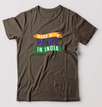Load image into Gallery viewer, Made in India T-Shirt for Men-Olive Green-Ektarfa.online