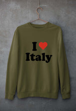 Load image into Gallery viewer, I Love Italy Unisex Sweatshirt for Men/Women-Olive Green-Ektarfa.online