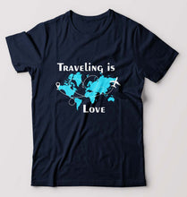 Load image into Gallery viewer, Traveling is Love T-Shirt for Men-Navy Blue-Ektarfa.online