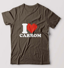 Load image into Gallery viewer, I Love Carrom T-Shirt for Men-Olive Green-Ektarfa.online