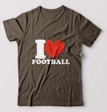 Load image into Gallery viewer, I Love Football T-Shirt for Men-Olive Green-Ektarfa.online