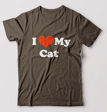 Load image into Gallery viewer, I Love My Cat T-Shirt for Men-Olive Green-Ektarfa.online