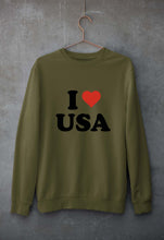 Load image into Gallery viewer, I Love USA Unisex Sweatshirt for Men/Women-Olive Green-Ektarfa.online