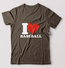 Load image into Gallery viewer, I Love Baseball T-Shirt for Men-Olive Green-Ektarfa.online
