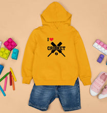 Load image into Gallery viewer, I Love Cricket Kids Hoodie for Boy/Girl-Mustard Yellow-Ektarfa.online