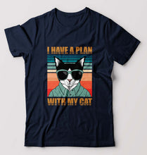 Load image into Gallery viewer, Cat T-Shirt for Men-Navy Blue-Ektarfa.online