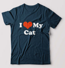 Load image into Gallery viewer, I Love My Cat T-Shirt for Men-Petrol Blue-Ektarfa.online