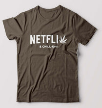Load image into Gallery viewer, Netflix Weed & Chill T-Shirt for Men-Olive Green-Ektarfa.online