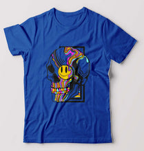 Load image into Gallery viewer, Trippy Psychedelic Skull Emoji T-Shirt for Men-Royal Blue-Ektarfa.online