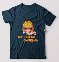 Load image into Gallery viewer, Ganpati JI(Ganesh) T-Shirt for Men-Petrol Blue-Ektarfa.online