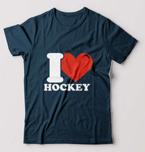 Load image into Gallery viewer, I Love Hockey T-Shirt for Men-Petrol Blue-Ektarfa.online