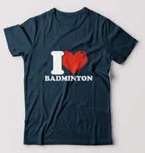 Load image into Gallery viewer, I Love Badminton T-Shirt for Men-Petrol Blue-Ektarfa.online