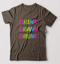 Load image into Gallery viewer, Drink Alcoholic T-Shirt for Men-Olive Green-Ektarfa.online