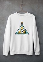 Load image into Gallery viewer, Psychedelic Triangle eye Unisex Sweatshirt for Men/Women-White-Ektarfa.online