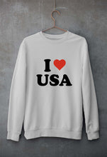 Load image into Gallery viewer, I Love USA Unisex Sweatshirt for Men/Women-Grey Melange-Ektarfa.online