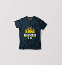 Load image into Gallery viewer, Kings Are Born In July Kids T-Shirt for Boy/Girl-Petrol Blue-Ektarfa.online